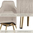 TECTAKE - Lot 2 chaises de salle à manger aspect velours matelassé taupe/or - vignette
