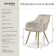 TECTAKE - Lot 2 chaises de salle à manger aspect velours matelassé taupe/or - vignette