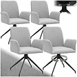 TECTAKE - Lot 4 fauteuils pivotants 360° rembourrés tissu robuste gris clair - vignette