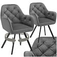 TECTAKE - Lot 2 fauteuils pivotants 180° velours rembourrés motif matelassé gris - vignette