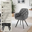 TECTAKE - Lot 2 fauteuils pivotants 180° velours rembourrés motif matelassé gris - vignette