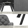 TECTAKE - Lot 2 fauteuils pivotants 180° velours rembourrés motif matelassé gris - vignette