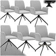 TECTAKE - Lot 6 fauteuils pivotants 360° rembourrés tissu robuste gris clair - vignette