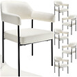 TECTAKE - Lot 6 fauteuils rembourrés pieds en acier dossier continu noir/blanc - vignette