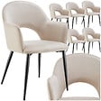 TECTAKE - Lot 6 Fauteuils aspect velours rembourré max 120 kg crème - vignette