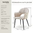 TECTAKE - Lot 6 Fauteuils aspect velours rembourré max 120 kg crème - vignette