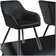 TECTAKE - Chaise de salle à manger en velours matelassée capitonnée noir - vignette