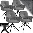 TECTAKE - Lot de 4 chaises pivotantes 360° en velours rembourré anthracite/noir - vignette