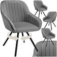 TECTAKE - Lot 4 chaises pivotantes à 360° avec accoudoirs velours grises - vignette