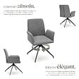 TECTAKE - Lot 4 fauteuils pivotants 360° rembourrés tissu robuste anthracite - vignette