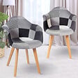 ID MARKET - Lot de 2 chaises de salle à manger scandinaves, fauteuils de table SARA motifs patchworks noirs, gris et blancs - vignette