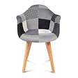 ID MARKET - Lot de 2 chaises de salle à manger scandinaves, fauteuils de table SARA motifs patchworks noirs, gris et blancs - vignette