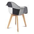 ID MARKET - Lot de 2 chaises de salle à manger scandinaves, fauteuils de table SARA motifs patchworks noirs, gris et blancs - vignette