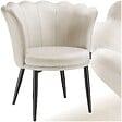 TECTAKE - Fauteuil rembourré avec dossier en forme de fleur velours crème/noir - vignette