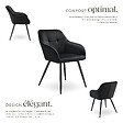 TECTAKE - Chaise rembourrée en velours matelassé avec dossier continu noir - vignette