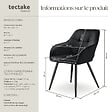TECTAKE - Chaise rembourrée en velours matelassé avec dossier continu noir - vignette