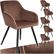 TECTAKE - Ensemble 6 chaises effet velours rembourrées ergonomiques brun et noir - vignette