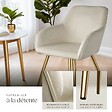 TECTAKE - Ensemble de 4 chaises rembourrées aspect velours crème et or - vignette