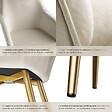 TECTAKE - Ensemble de 4 chaises rembourrées aspect velours crème et or - vignette