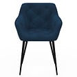 ID MARKET - Lot de 2 chaises de salle à manger, fauteuils de table capitonnés LYA velours bleu canard - vignette