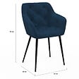 ID MARKET - Lot de 2 chaises de salle à manger, fauteuils de table capitonnés LYA velours bleu canard - vignette