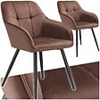 TECTAKE - Lot 2 chaises rembourrées en velours matelassé et dossier continu brun - vignette