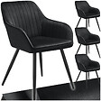 TECTAKE - Lot 4 chaises de salle à manger en velours matelassées noir - vignette