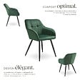 TECTAKE - Lot 6 chaises rembourrées en velours matelassé et dossier vert foncé - vignette