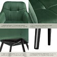 TECTAKE - Lot 6 chaises rembourrées en velours matelassé et dossier vert foncé - vignette