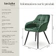 TECTAKE - Lot 6 chaises rembourrées en velours matelassé et dossier vert foncé - vignette