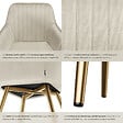 TECTAKE - Lot 2 chaises de salle à manger aspect velours matelassé crème/or - vignette