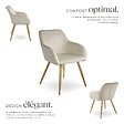 TECTAKE - Ensemble de 6 chaises rembourrées aspect velours crème et or - vignette