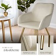 TECTAKE - Ensemble de 6 chaises rembourrées aspect velours crème et or - vignette