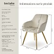 TECTAKE - Ensemble de 6 chaises rembourrées aspect velours crème et or - vignette
