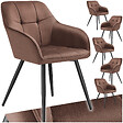 TECTAKE - Lot 6 chaises rembourrées en velours matelassé et dossier continu brun - vignette