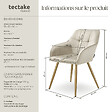 TECTAKE - Lot 2 chaises de salle à manger avec aspect velours capitonné crème/or - vignette