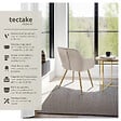 TECTAKE - Lot 4 chaises de salle à manger avec aspect velours capitonné taupe/or - vignette