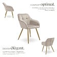 TECTAKE - Lot 4 chaises de salle à manger avec aspect velours capitonné taupe/or - vignette