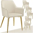 TECTAKE - Lot 6 Fauteuils aspect velours rembourrés avec dossier continu beige - vignette