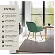 TECTAKE - Chaise Rembourrée aspect velours Dossier ergonomique vert foncé/or - vignette