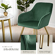 TECTAKE - Chaise Rembourrée aspect velours Dossier ergonomique vert foncé/or - vignette