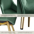TECTAKE - Chaise Rembourrée aspect velours Dossier ergonomique vert foncé/or - vignette