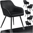 TECTAKE - Lot 6 chaises de salle à manger en velours matelassées noir - vignette