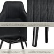 TECTAKE - Lot 6 chaises de salle à manger en velours matelassées noir - vignette