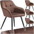 TECTAKE - Lot 4 chaises rembourrées en velours matelassé et dossier continu brun - vignette