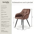 TECTAKE - Lot 4 chaises rembourrées en velours matelassé et dossier continu brun - vignette