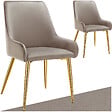 TECTAKE - Lot 2 chaises rembourrées aspect velours forme ergonomique taupe - vignette