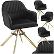 TECTAKE - Lot 4 chaises pivotantes à 360° en velours avec rembourrage noir/or - vignette