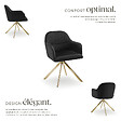 TECTAKE - Lot 4 chaises pivotantes à 360° en velours avec rembourrage noir/or - vignette