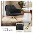 TECTAKE - Lot 4 chaises pivotantes à 360° en velours avec rembourrage noir/or - vignette